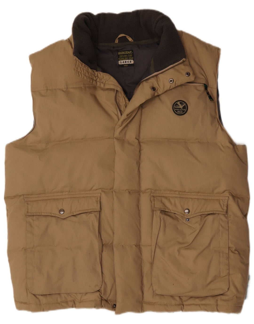 gilet rembourré vintage pour homme UK 40 Grand Polyester Beige