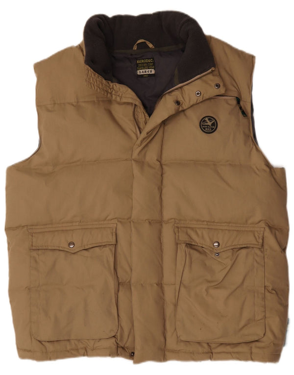 gilet rembourré vintage pour homme UK 40 Grand Polyester Beige