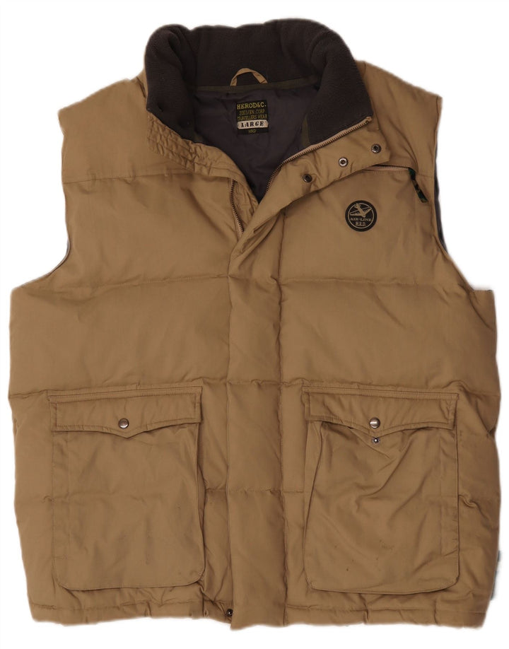 gilet rembourré vintage pour homme UK 40 Grand Polyester Beige