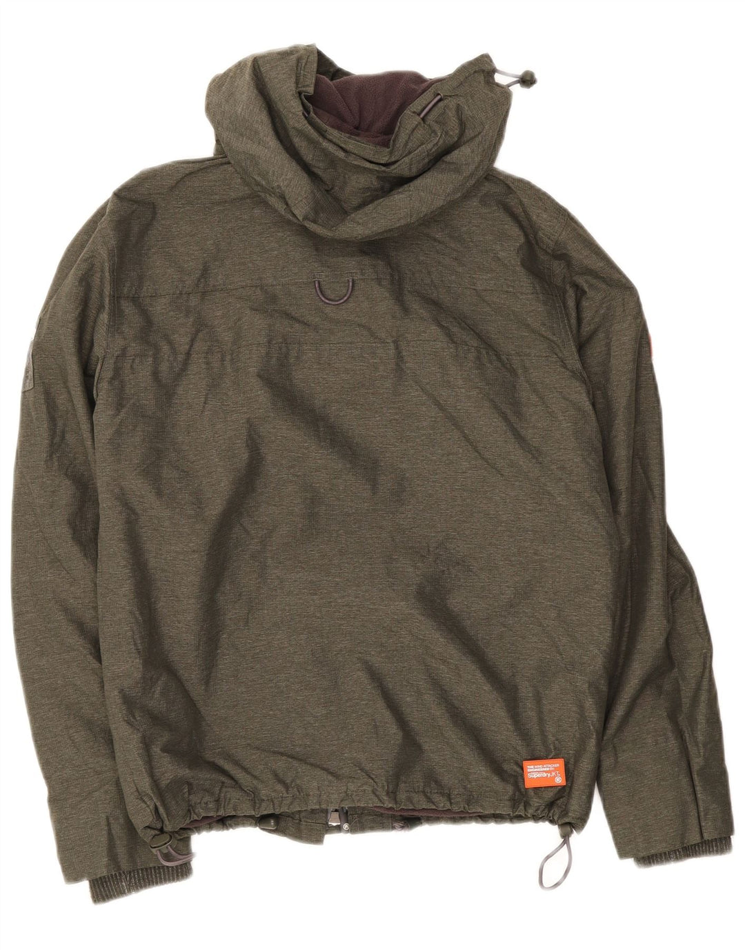Superdry Veste coupe-vent à capuche pour hommes UK 38 Medium Khaki Nylon