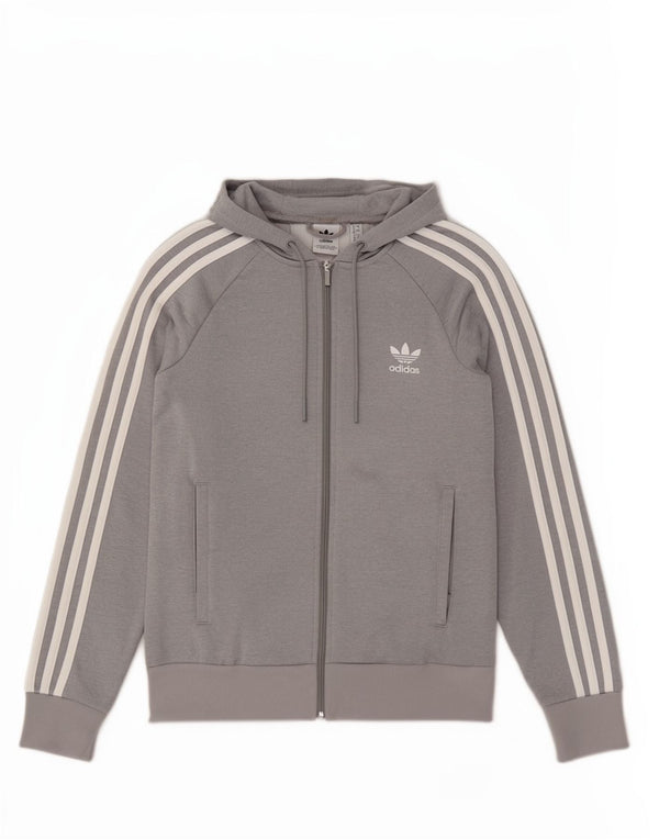 Adidas Pull à capuche zippé pour femme UK 12 Gris moyen Polyester Sports