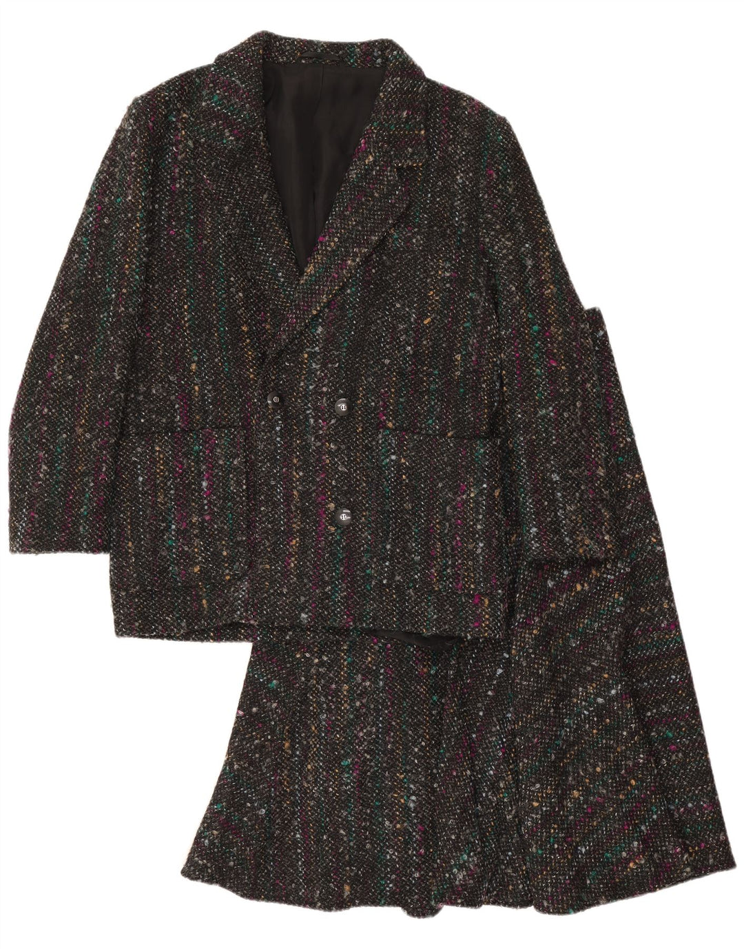 vintage Femme 2 Pièces Jupe Ensemble EU 40 Moyen W28 Gris Moucheté