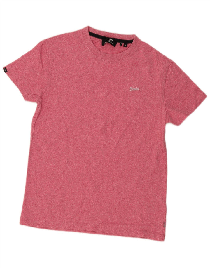 Superdry Homme T-Shirt Top Small Rose Moucheté Coton