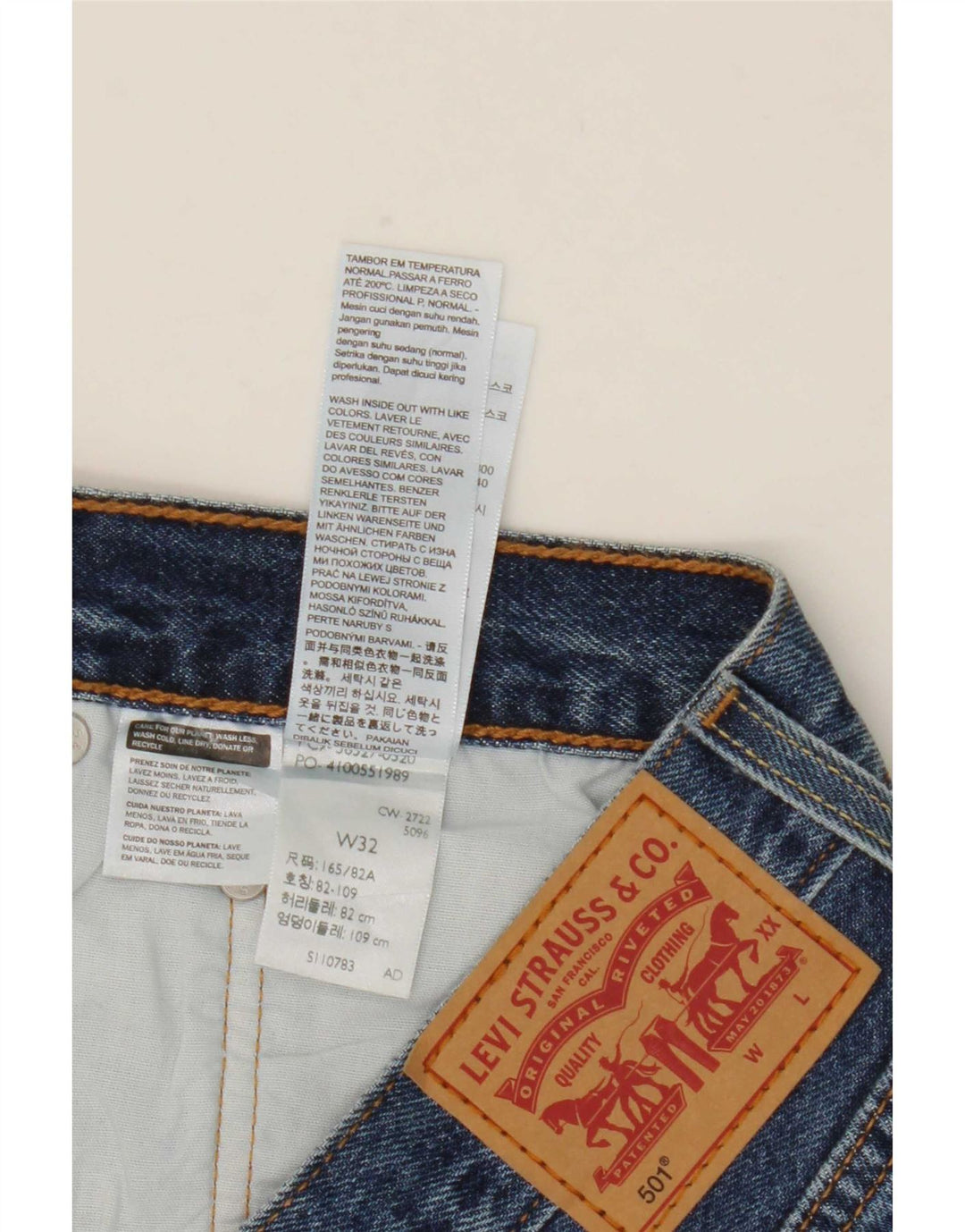 Levi's Short 501 Distressed Denim W32 Large Femme Bleu Coton