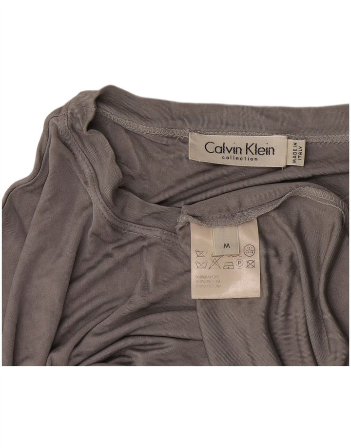 Calvin Klein T-shirt court pour femme UK 14 Gris moyen Rayonne