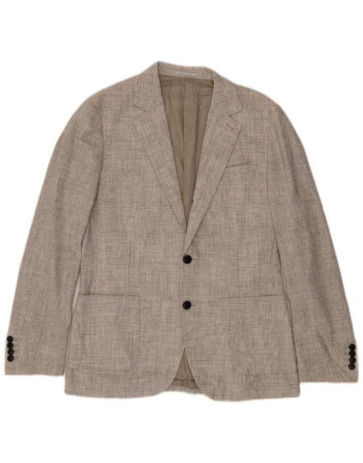 Reiss Veste Blazer 2 Boutons Homme UK 40 Grand Gris Carreaux Polyester