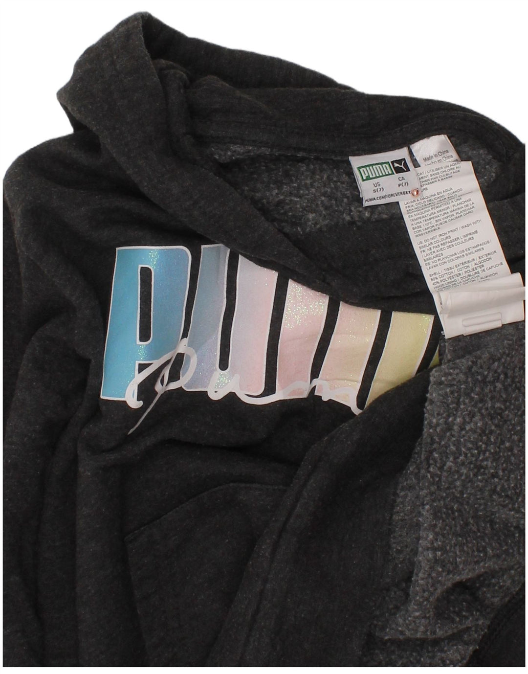 PUMA Pull à capuche graphique pour fille 6-7 ans Petit Gris Coton