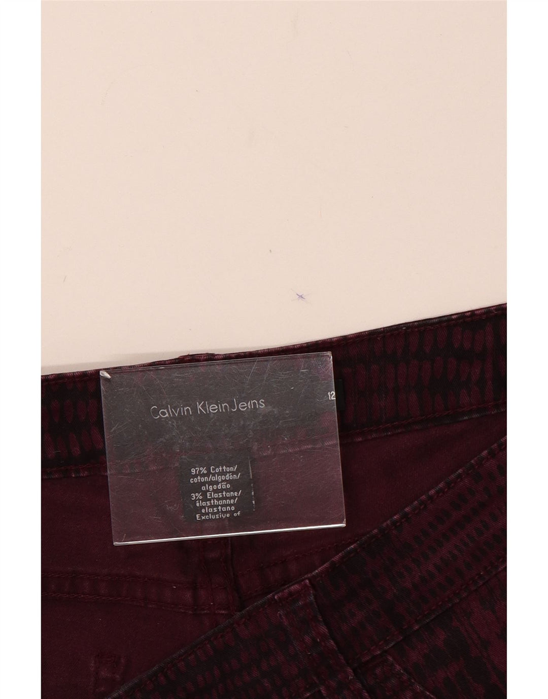 CALVIN KLEIN Pantalon décontracté pour femme US 12 Large W32 L31 Bordeaux