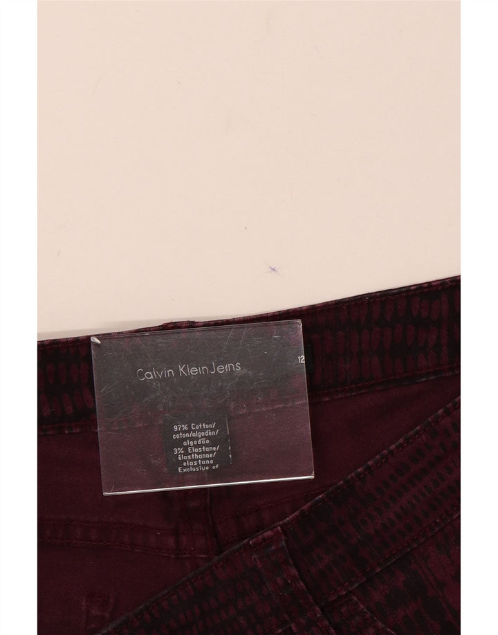 CALVIN KLEIN Pantalon décontracté pour femme US 12 Large W32 L31 Bordeaux