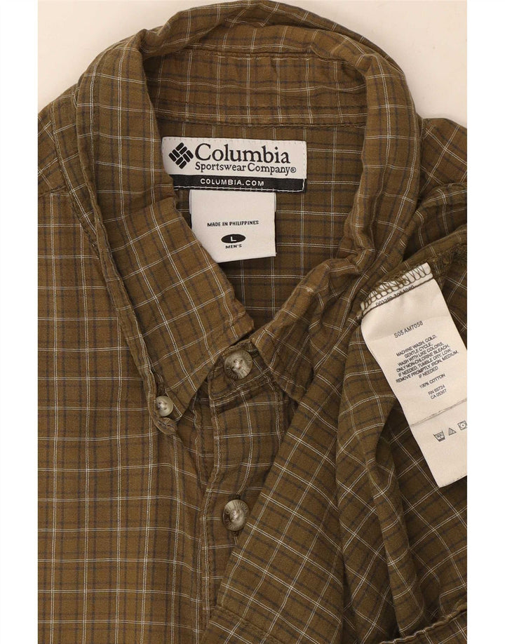 Columbia Chemise à manches courtes pour homme en coton à carreaux kaki Large