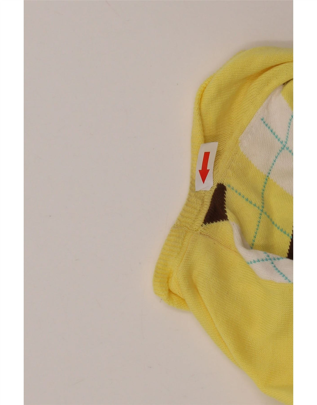 J. CREW Pull col V pour femme UK 12 Jaune moyen Argyle/Diamant