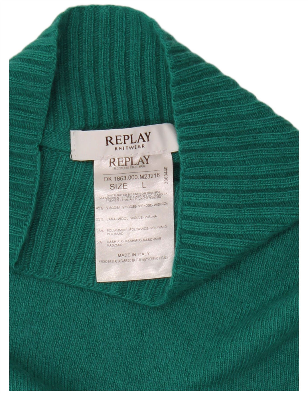 REPLAY Pull col roulé femme UK 16 Large Viscose Turquoise