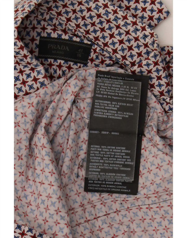 Prada Chemise Homme Taille 16 41 Grand Coton Géométrique Multicolore