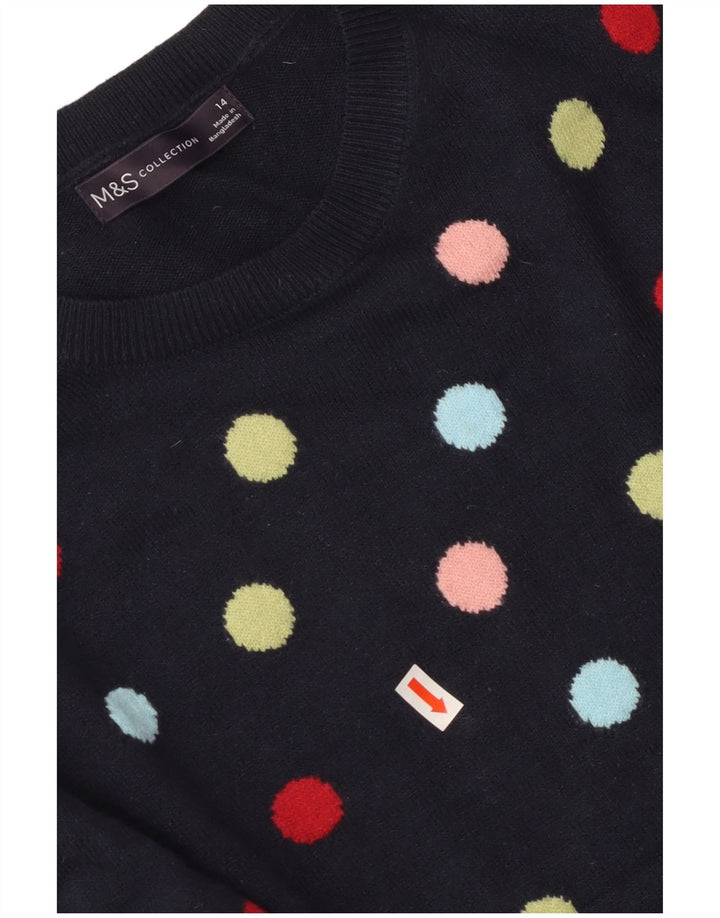 MARKS & SPENCER Pull à col rond pour femme UK 14 Bleu marine moyen