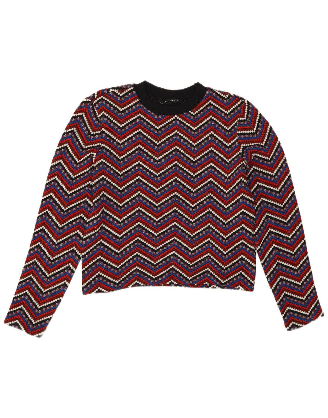 Zara Pull ras du cou pour femme UK 12 Chevron multicolore moyen