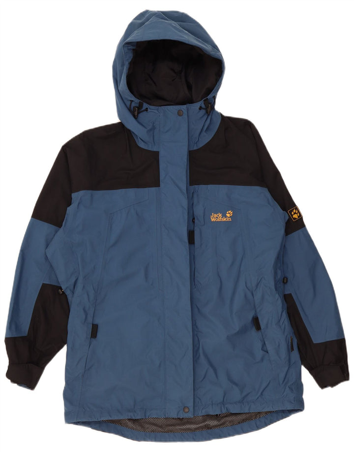 Jack Wolfskin Veste coupe-vent à capuche pour femme UK 12 Bleu moyen