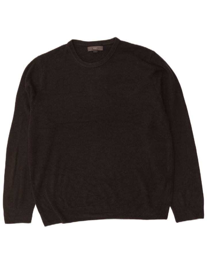 Marks & Spencer Pull ras du cou pour homme XL Noir Acrylique