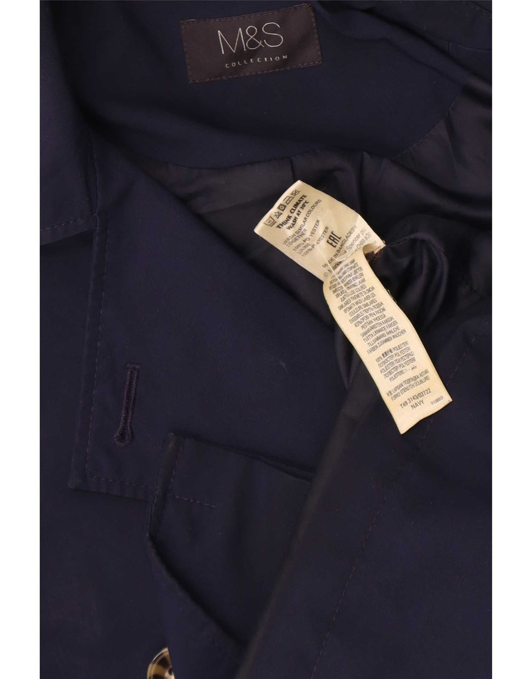 Marks & Spencer Trench court pour femme UK 14 Large Bleu marine Polyester