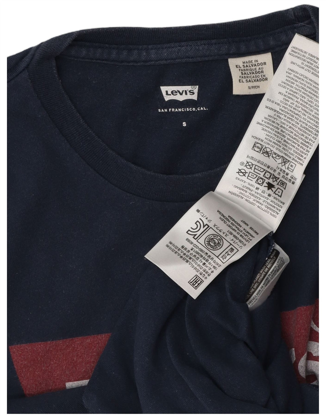 Levi's Graphic T-Shirt Top Small Homme Bleu Marine Coton