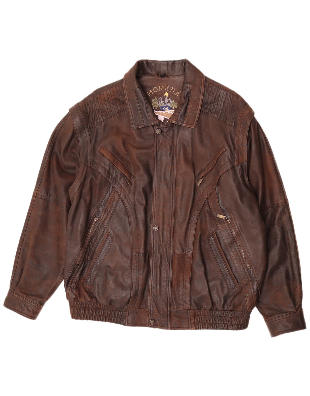 Morena Veste en cuir pour homme UK 46 3XL Cuir marron