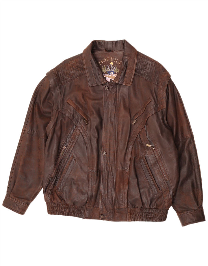Morena Veste en cuir pour homme UK 46 3XL Cuir marron