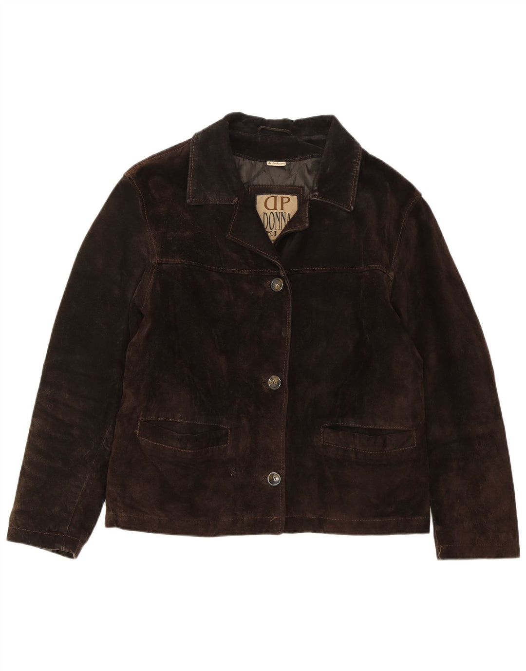 VINTAGE Veste en daim femme IT 46 Grand cuir marron