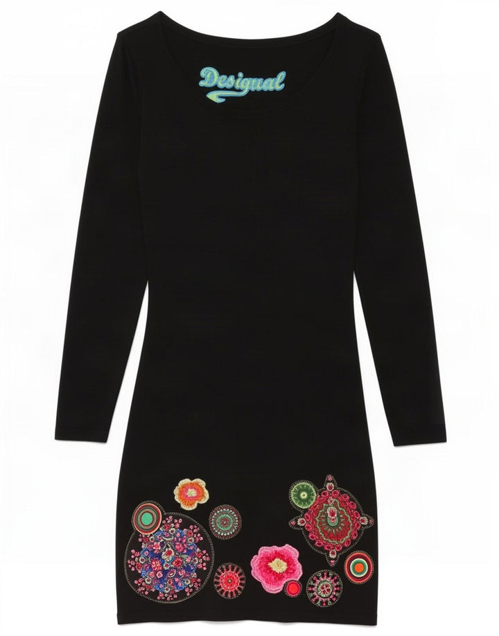 Desigual Robe fourreau graphique pour femme UK 12 Medium Noir Géométrique