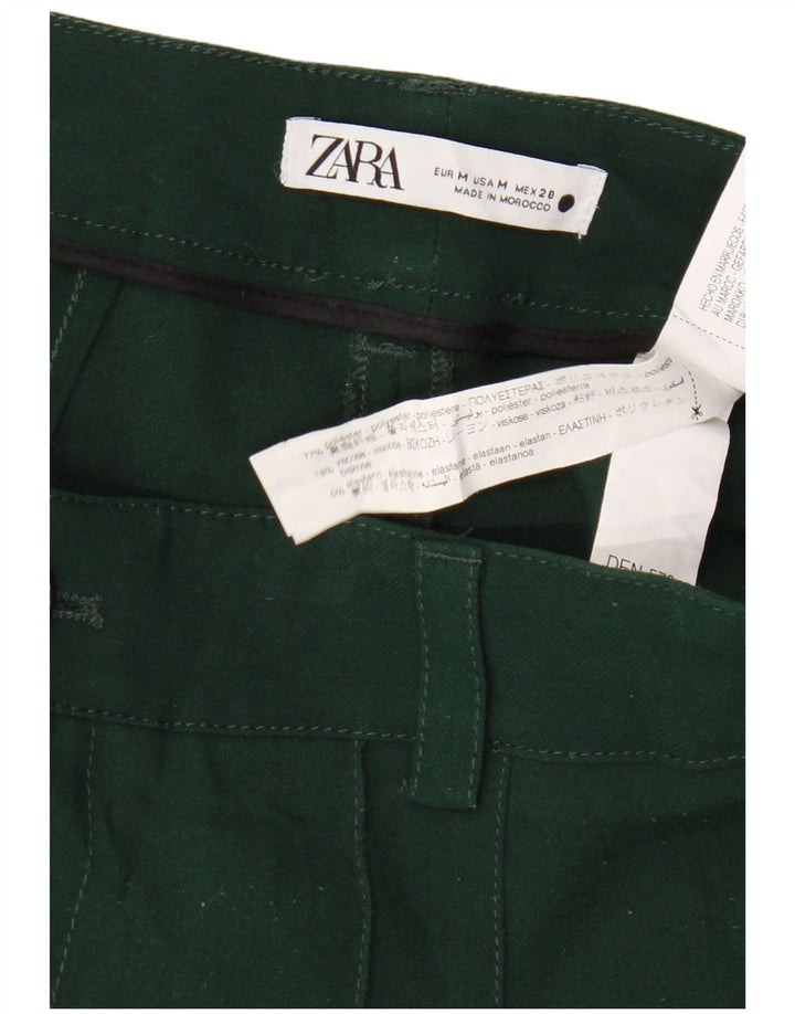 Pantalon décontracté droit Zara Femme Moyen W28 L31 Vert Polyester