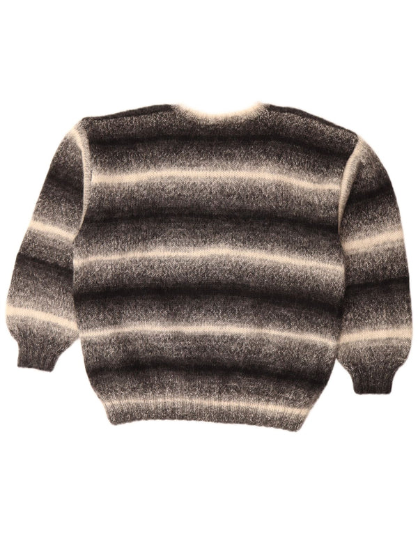 vintage Femmes Bateau Cou Jumper Pull UK 18 XL Noir Rayé