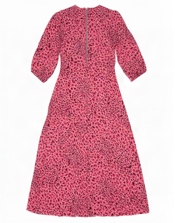 Marks & Spencer Robe longue à manches 3/4 pour femme UK 12, rose moyen, imprimé animal