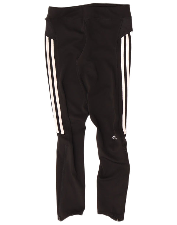 Adidas Femmes Capri Leggings UK 8 Petit Noir Rayé Polyester Sports