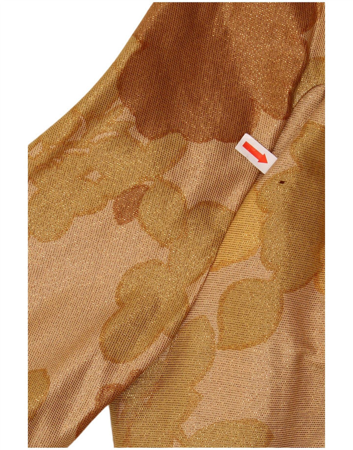 vintage Femmes 1 Bouton Crop Blazer Veste UK 14 Moyen Brun Floral