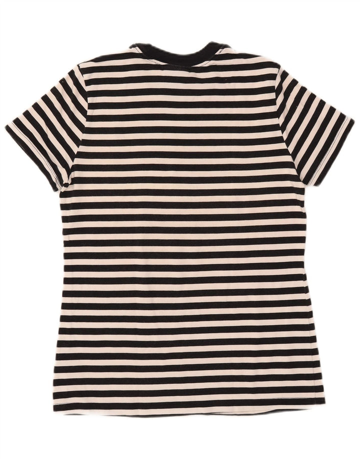 NIKE T-shirt graphique pour femme UK 12 en coton rayé noir moyen