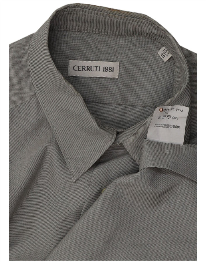 Cerruti 1881 Chemise Homme Taille 40 15 1/2 Polyester Gris Moyen