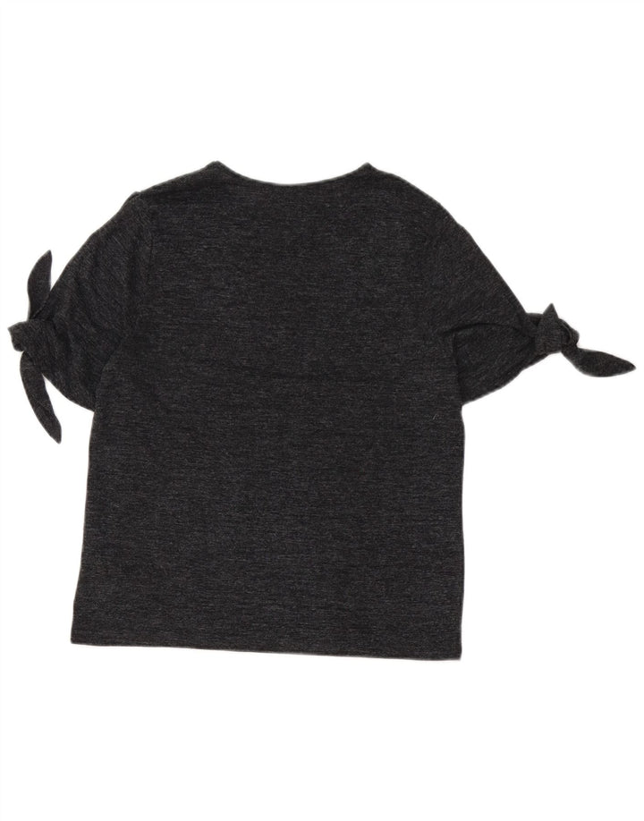 Zara T-Shirt Femme Top UK 12 Polyester Moucheté Gris Moyen