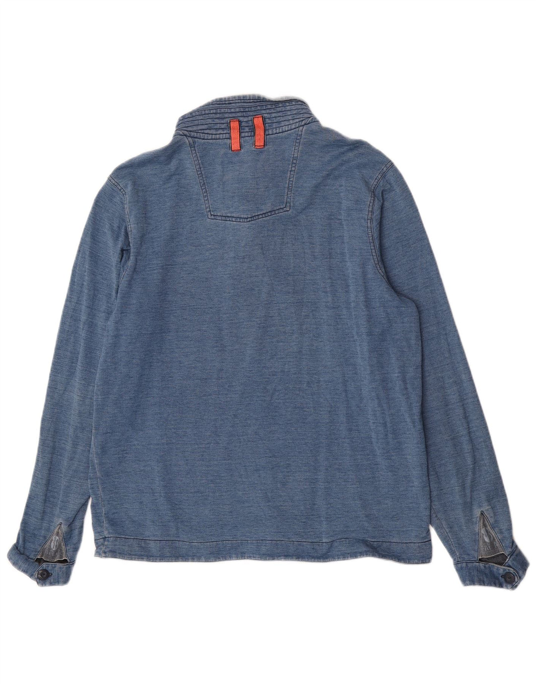 Fat Face Sweat-shirt à col boutonné pour homme en coton à fines rayures bleues