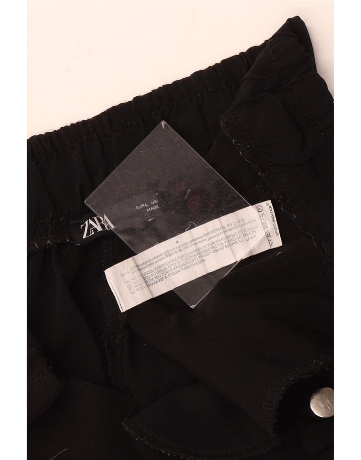 Pantalon Cargo Joggers Femme ZARA Large W3 Noir Polyester