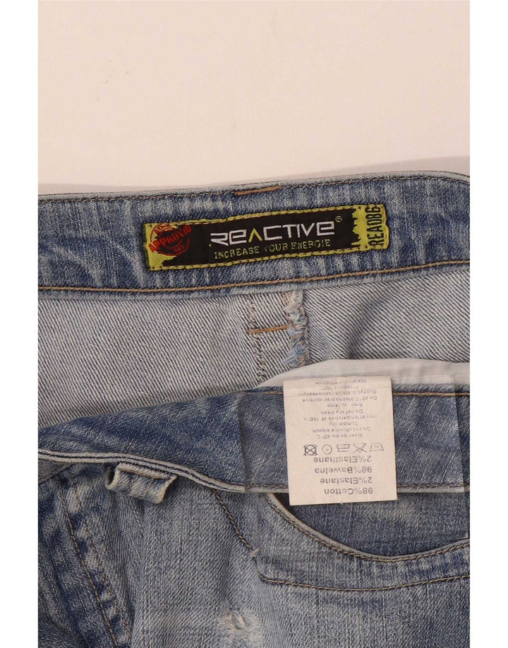 vintage Femmes Distressed Mini Denim Jupe W31 Coton Bleu Moyen