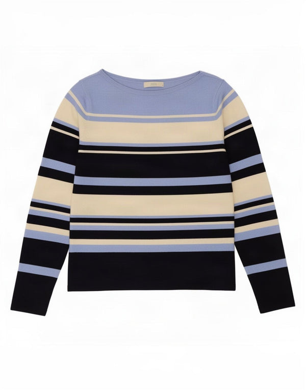 Marks & Spencer Pull col bateau pour femme UK 10 Petit bleu rayé