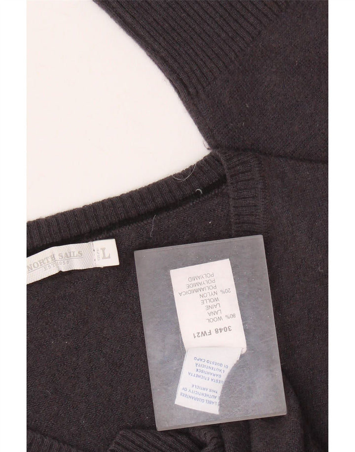 NORTH SAILS Pull col V pour femme UK 14 Large laine grise