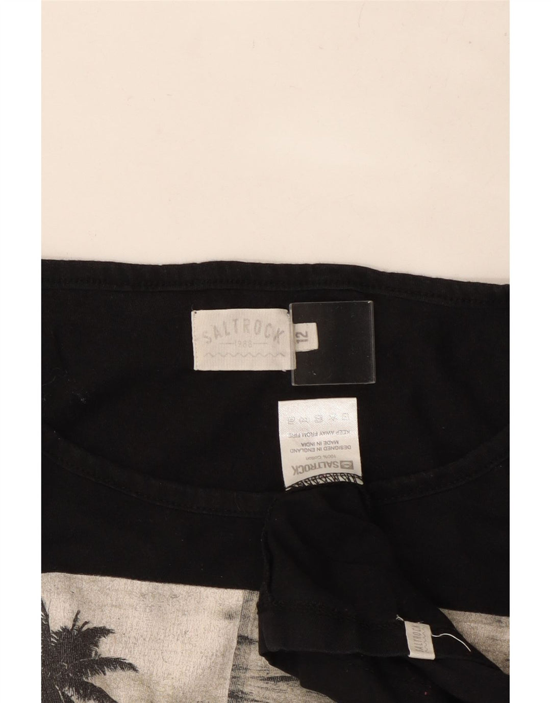 SALTROCK T-shirt graphique pour femme UK 12 en coton noir moyen