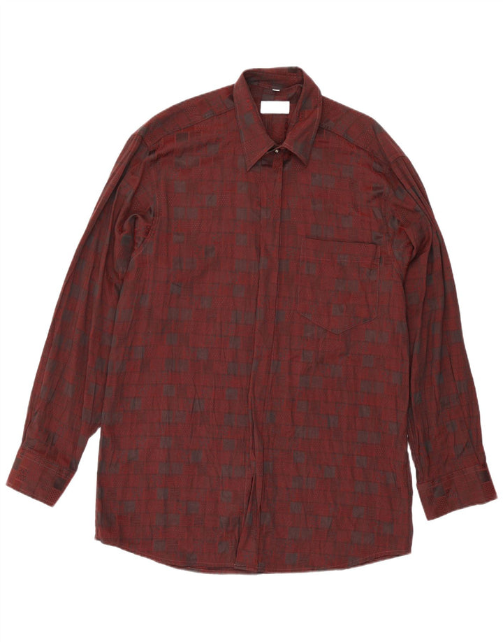 Canda Chemise Homme Taille 39/40 Viscose Géométrique Bordeaux Moyen