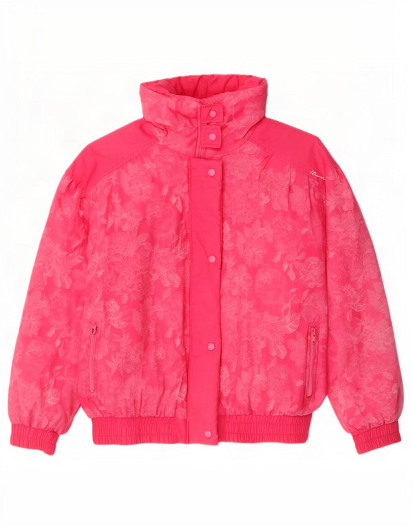 veste rembourrée surdimensionnée femme vintage IT 46 Grand coton floral rose