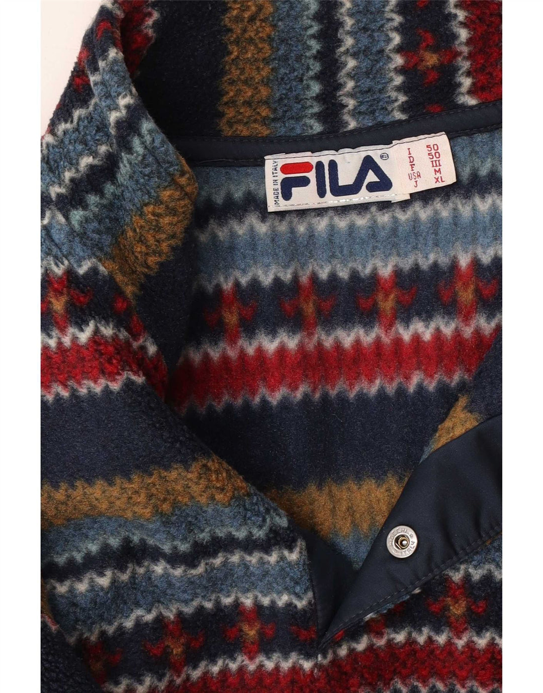 Fila Pull polaire à col boutonné pour homme IT 50 Medium Multicolore Géométrique