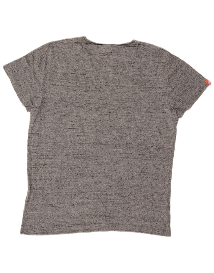 Superdry T-Shirt Graphique Homme Top 2XL Gris Moucheté Coton