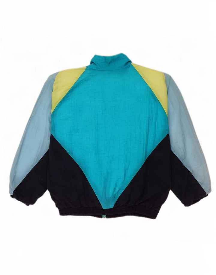 Vintage Mens Loose Fit Survêtement Top Veste Petit Colorblock Multicolore