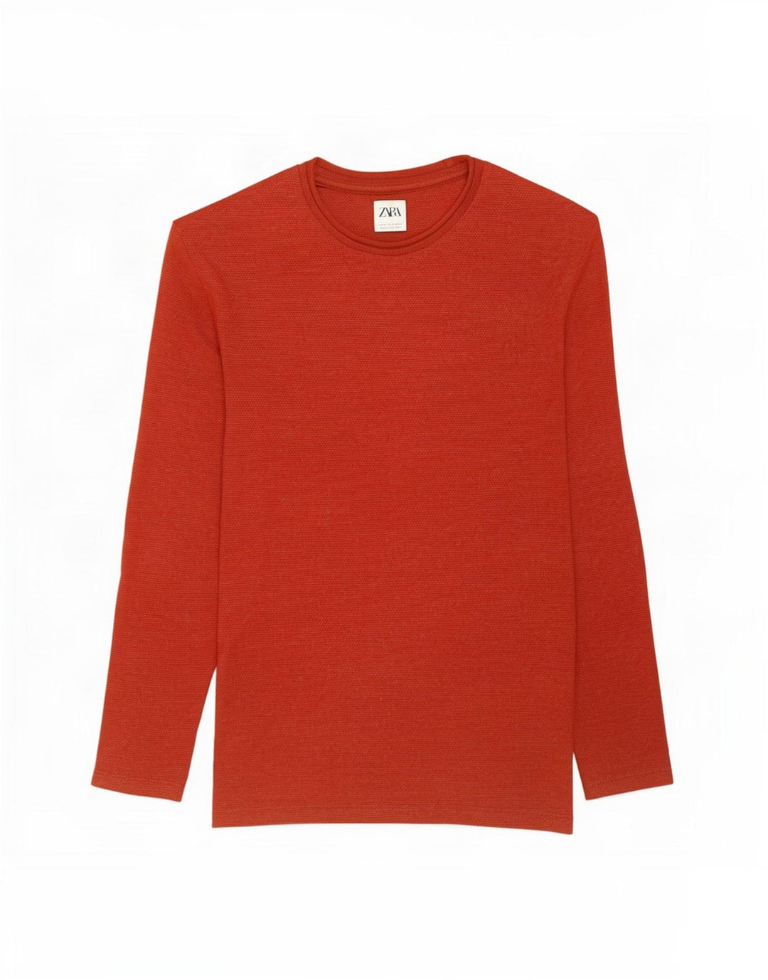 Zara Pull Col Rond Homme Rouge Moyen Coton