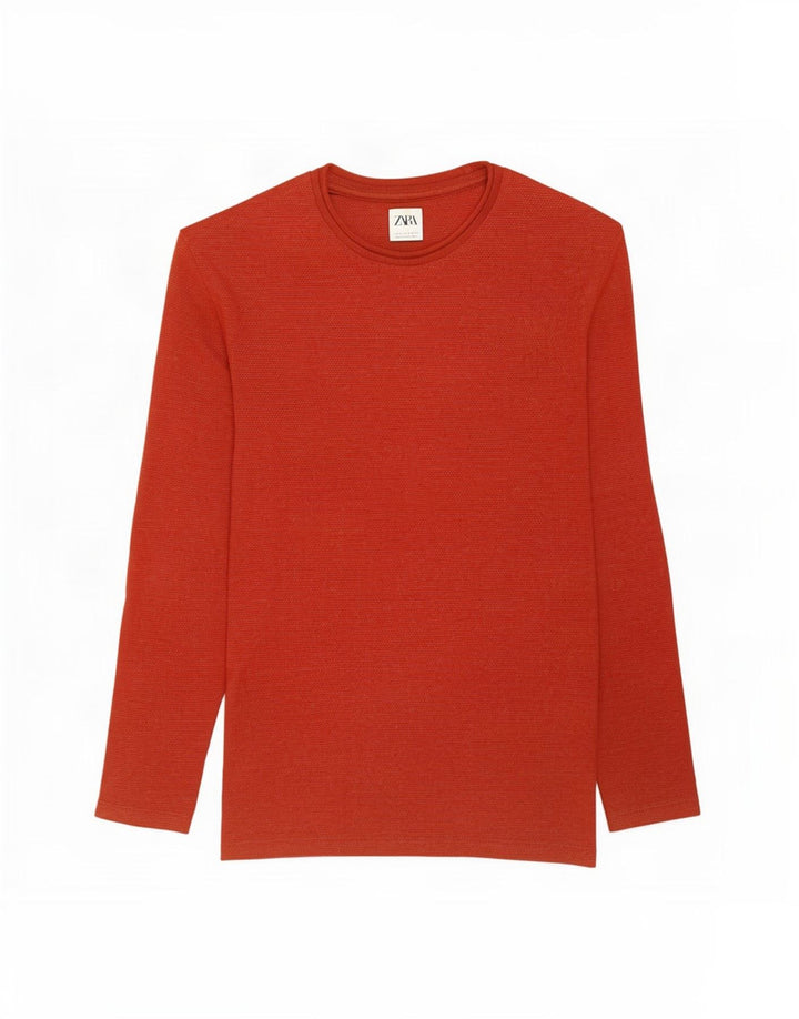 Zara Pull Col Rond Homme Rouge Moyen Coton