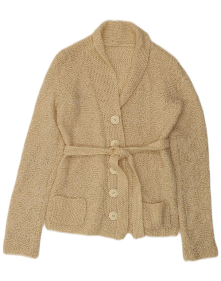 vintage Femme Cardigan Pull UK 14 Beige Moyen