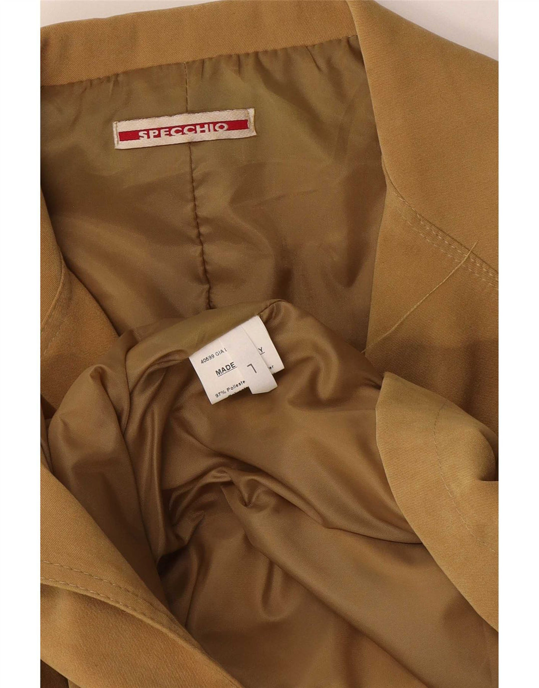 Specchio Veste Blazer 4 Boutons Femme UK 14 Grand Beige Polyester